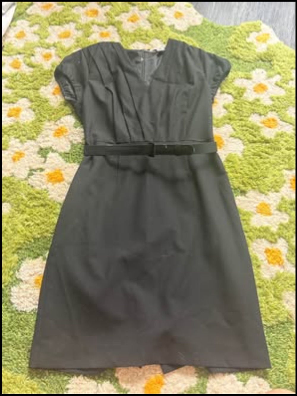 Banana Republic black belted wool sheath dress